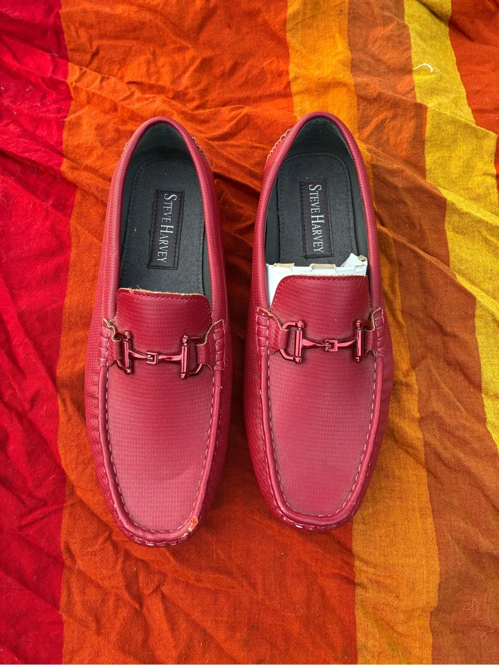 Men’s Red Leather Slip-On Loafers